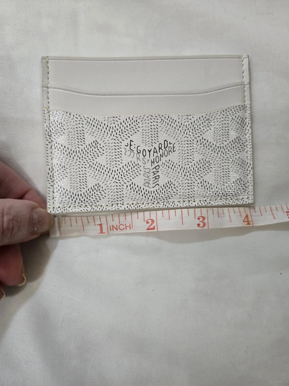Leather White Patterned Card Holder